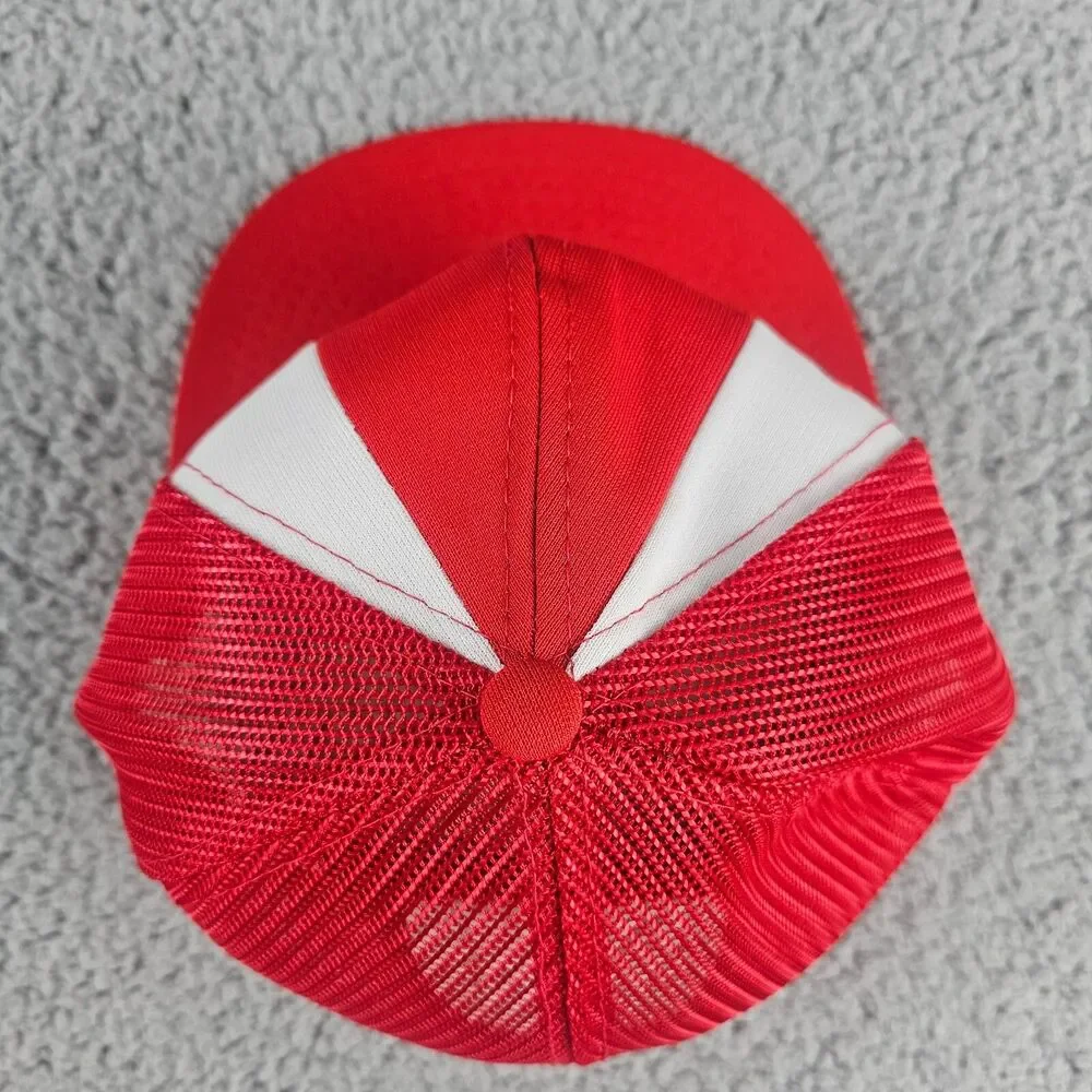 Vintage Canada Trucker Hat Red White Maple Leaf Snapback 6 Panel VTG Adjustable